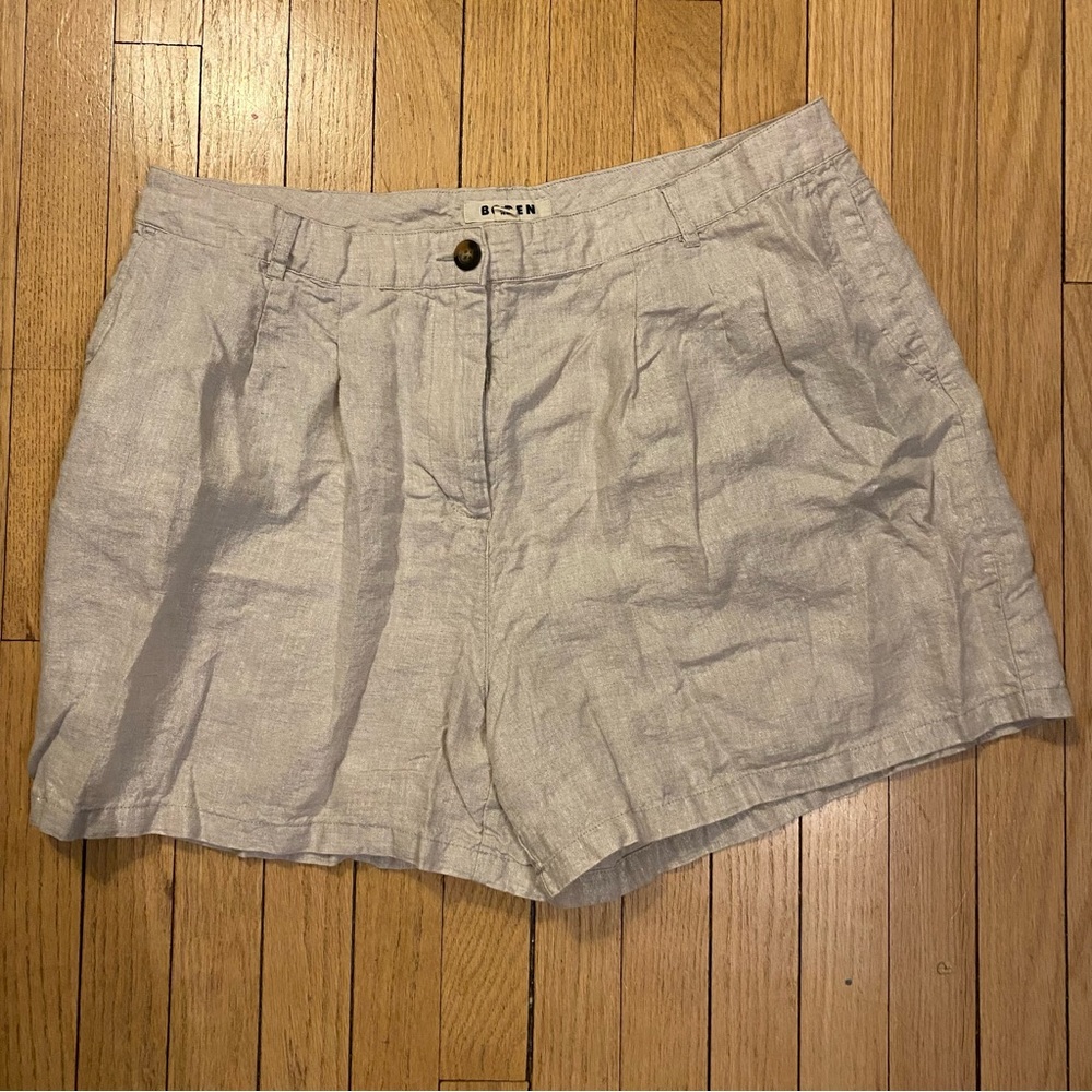Boden shorts womens 18 R beige gold shimmer beach resort vacation 100% linen